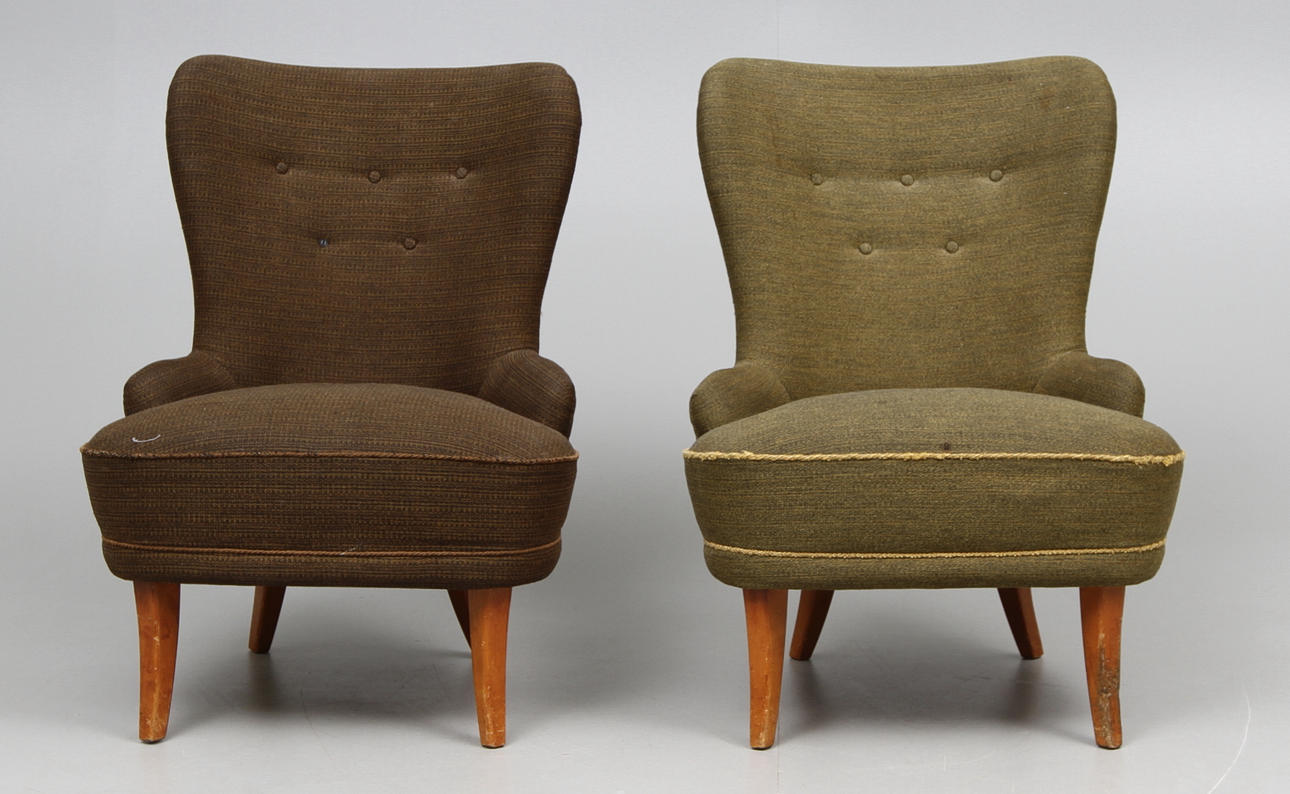 EMMAFÅTÖLJER, 2 st, 1900 talets mitt.