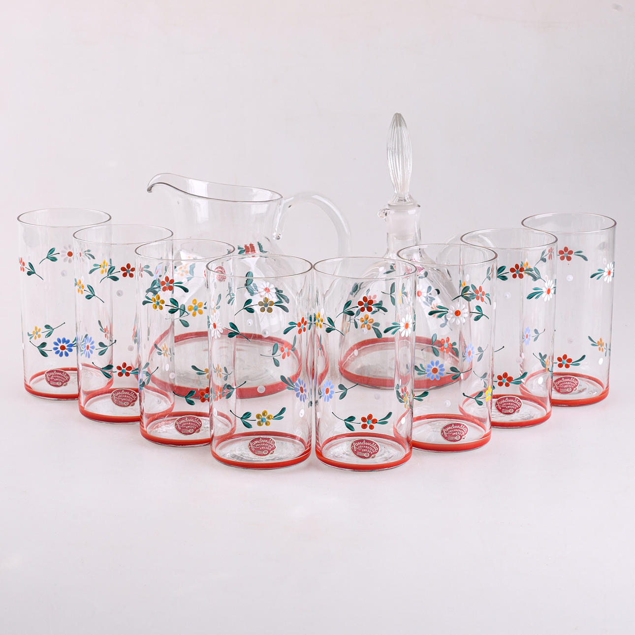 GLAS, 10 delar, handmålat, Johansfors.