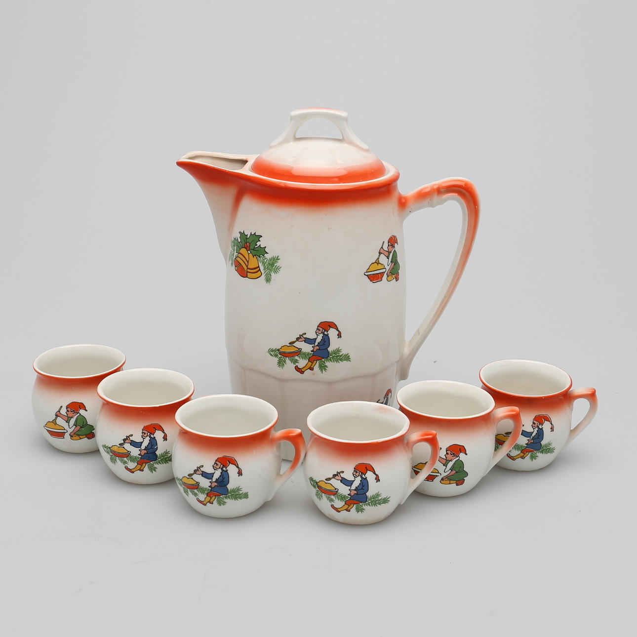 GLÖGGSERVIS, 7 delar, med tomtedekor, Czechoslovakia.