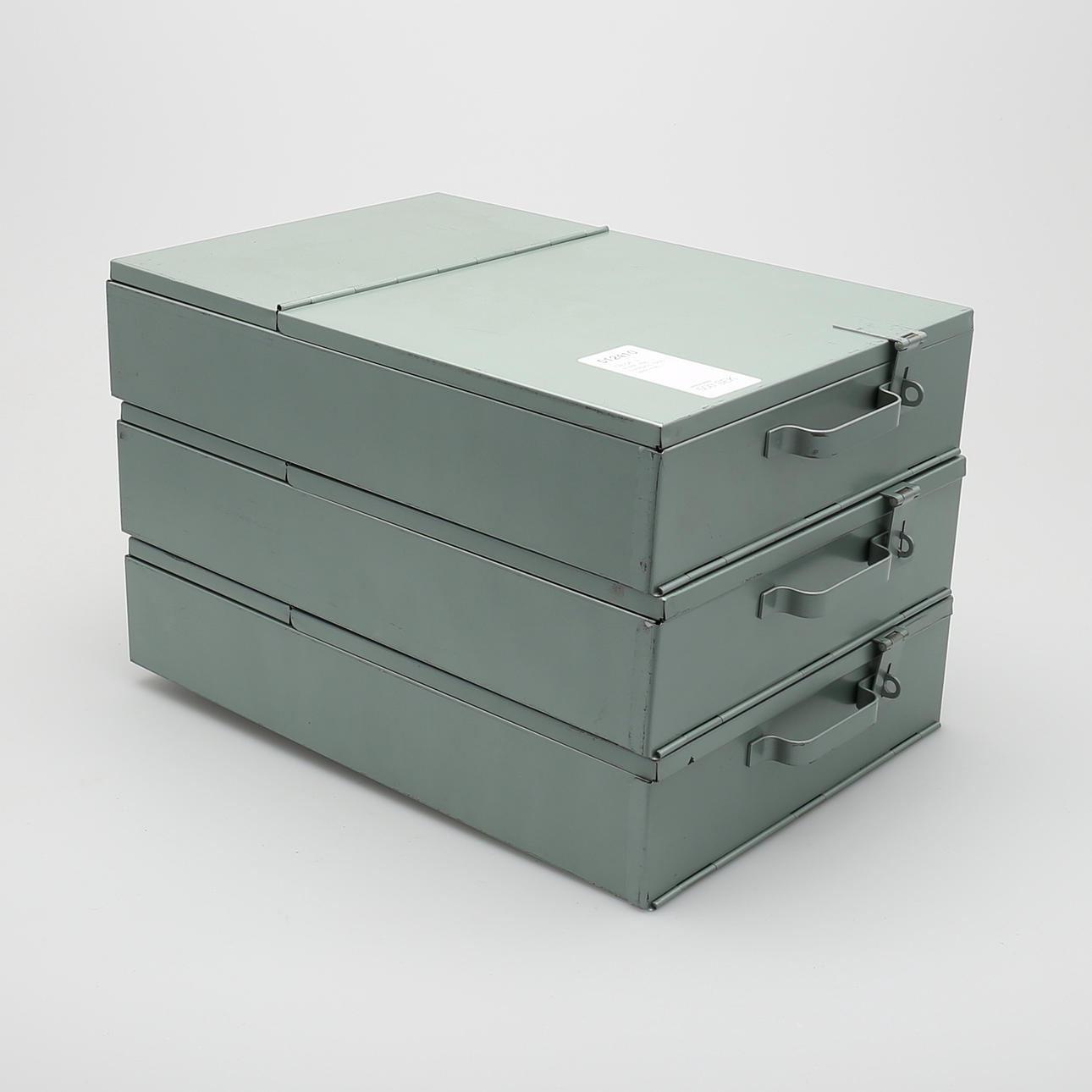 LÅDOR, 3 st,plåt, från bankfack, 1900-talets mitt.