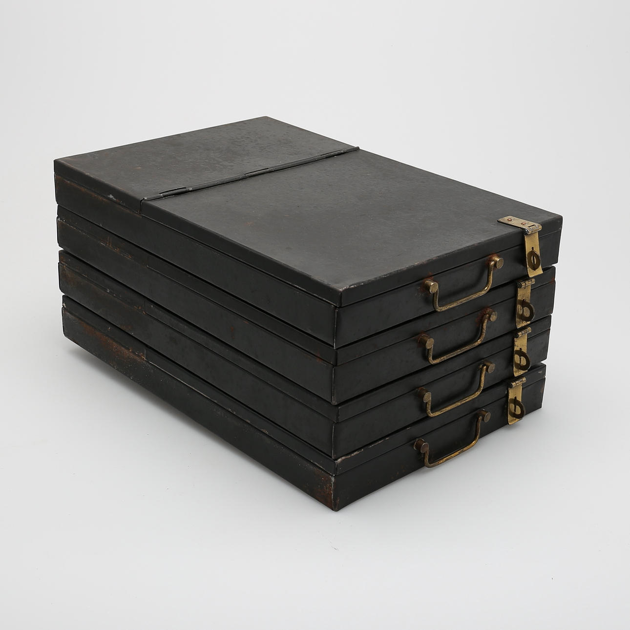 LÅDOR, 4 st,plåt, från bankfack, 1900-talets mitt.