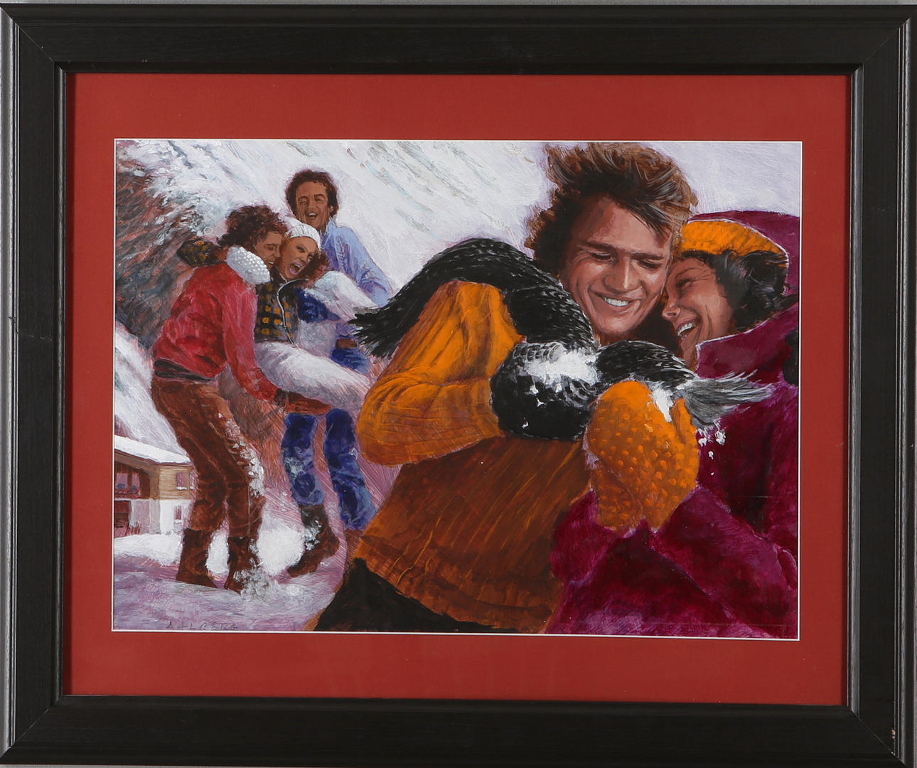 ÅKE AHLBERG. Vinterfirare, blandteknik, signerad.