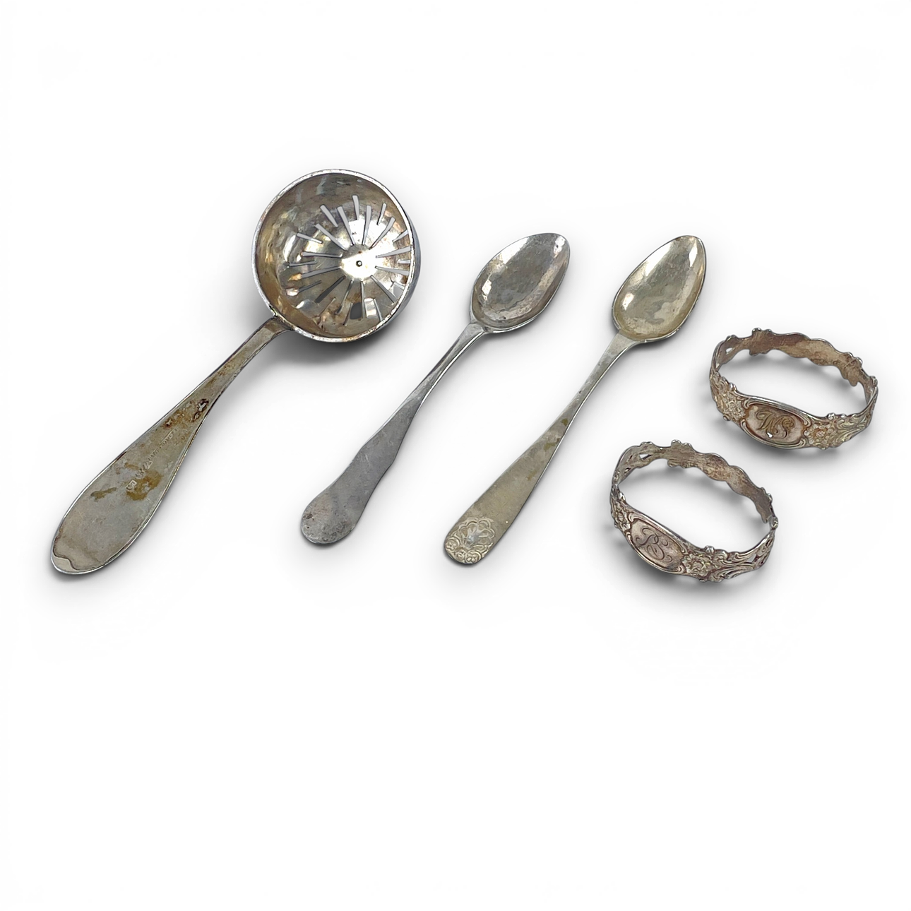 PARTI SILVER, 5 delar, bl.a. Erik Linderoth, Umeå, 1841.