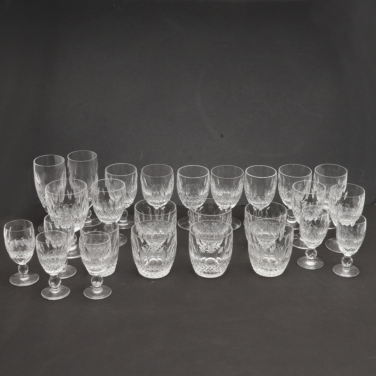 A COLLECTION OF WATERFORD COLLEEN PATTERN DRINKING GLASSES. Glass ...