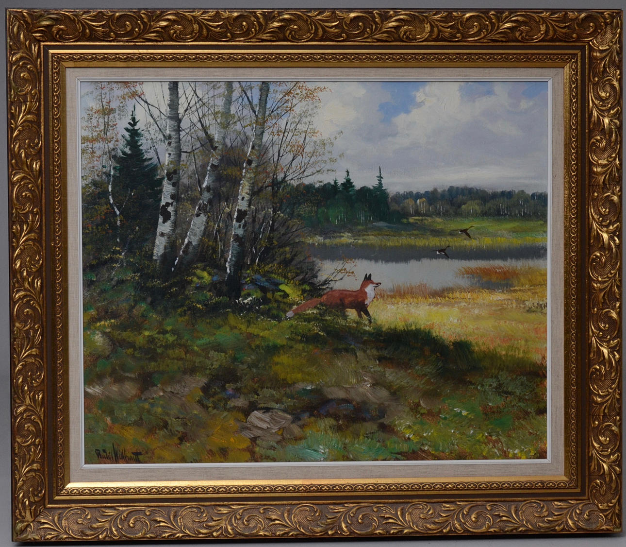 BERTIL WIDBRANDT. Räv i skogslandskap, olja på duk.