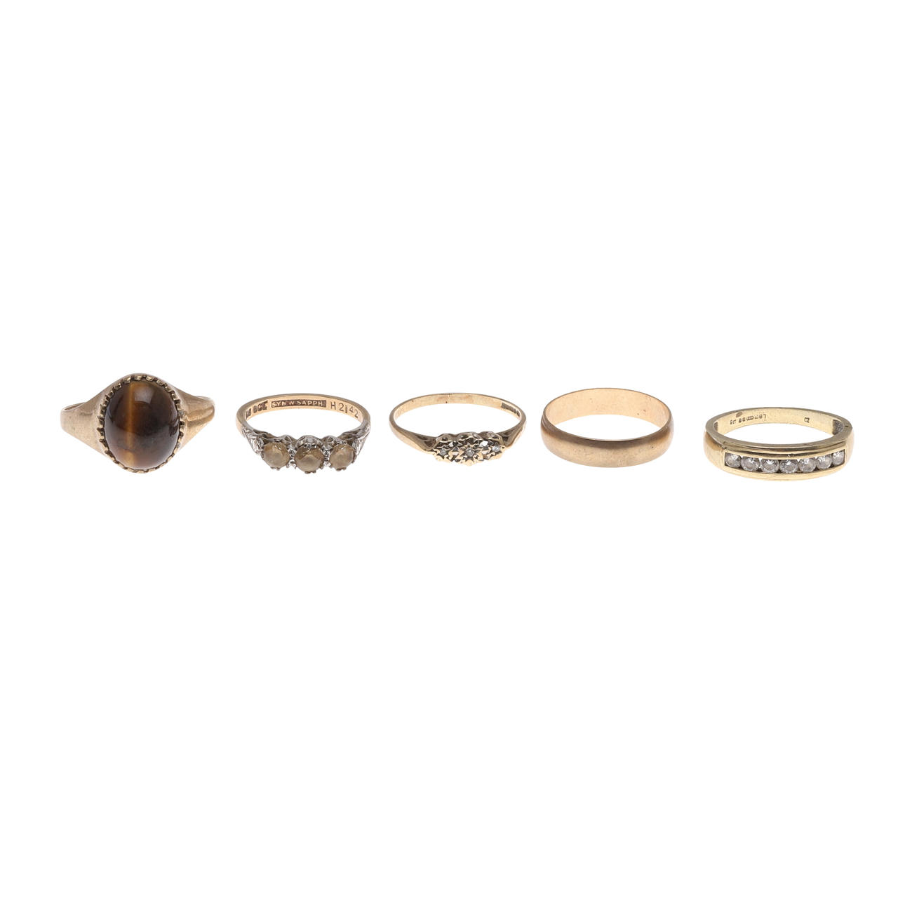 FIVE 9CT GOLD RINGS. Jewellery & Gemstones - Rings - Auctionet