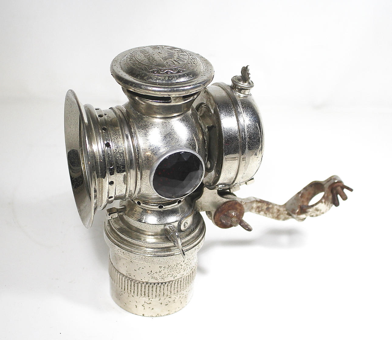 KARBIDLAMPA, metall och glas.