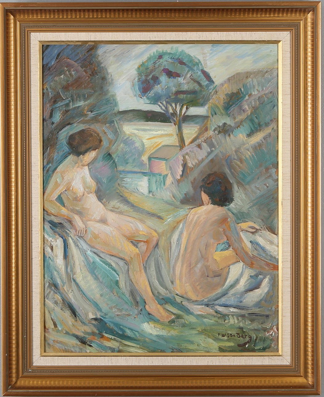 FOLKE WILHELMSSON BERG. Kvinnostudie, olja på duk, signerad.