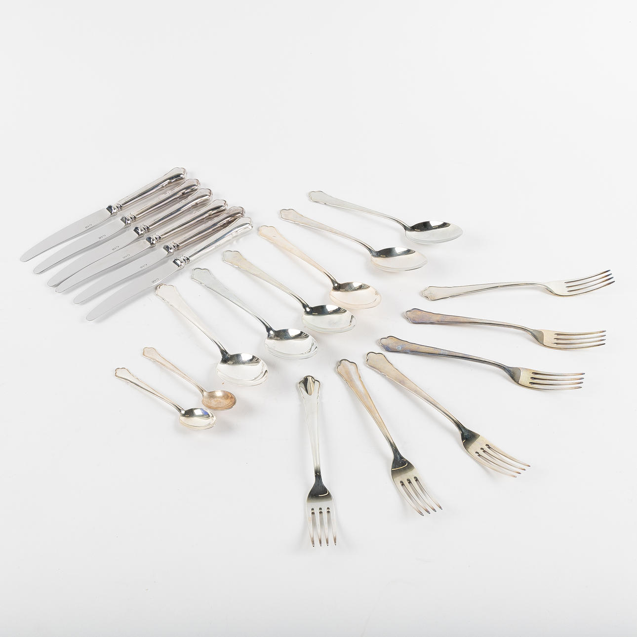 LUNCHBESTICK, modell Chippendale, 20 dlr, silver.