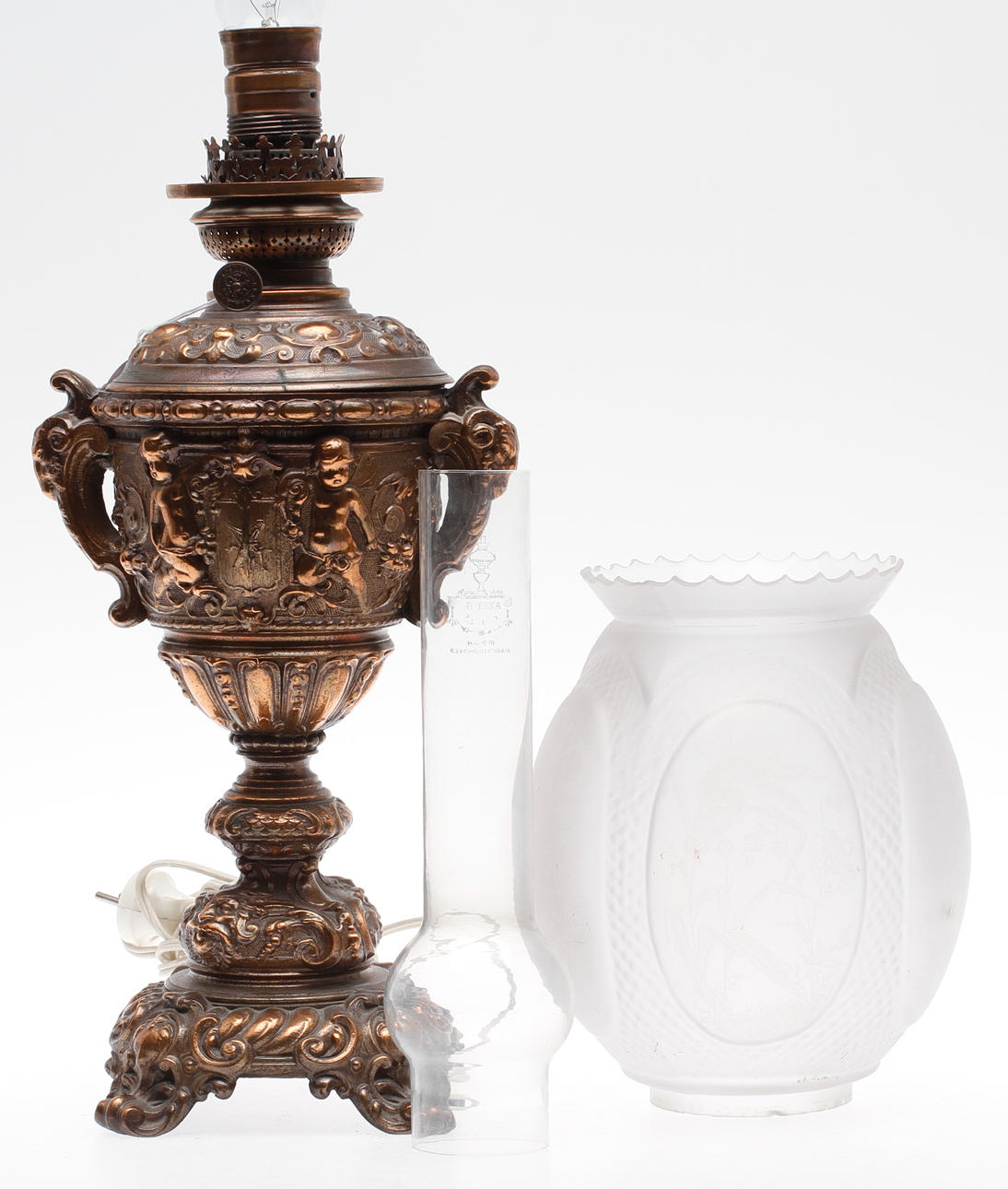 BORDSFOTOGENLAMPA, metall, sent 1800-tal.