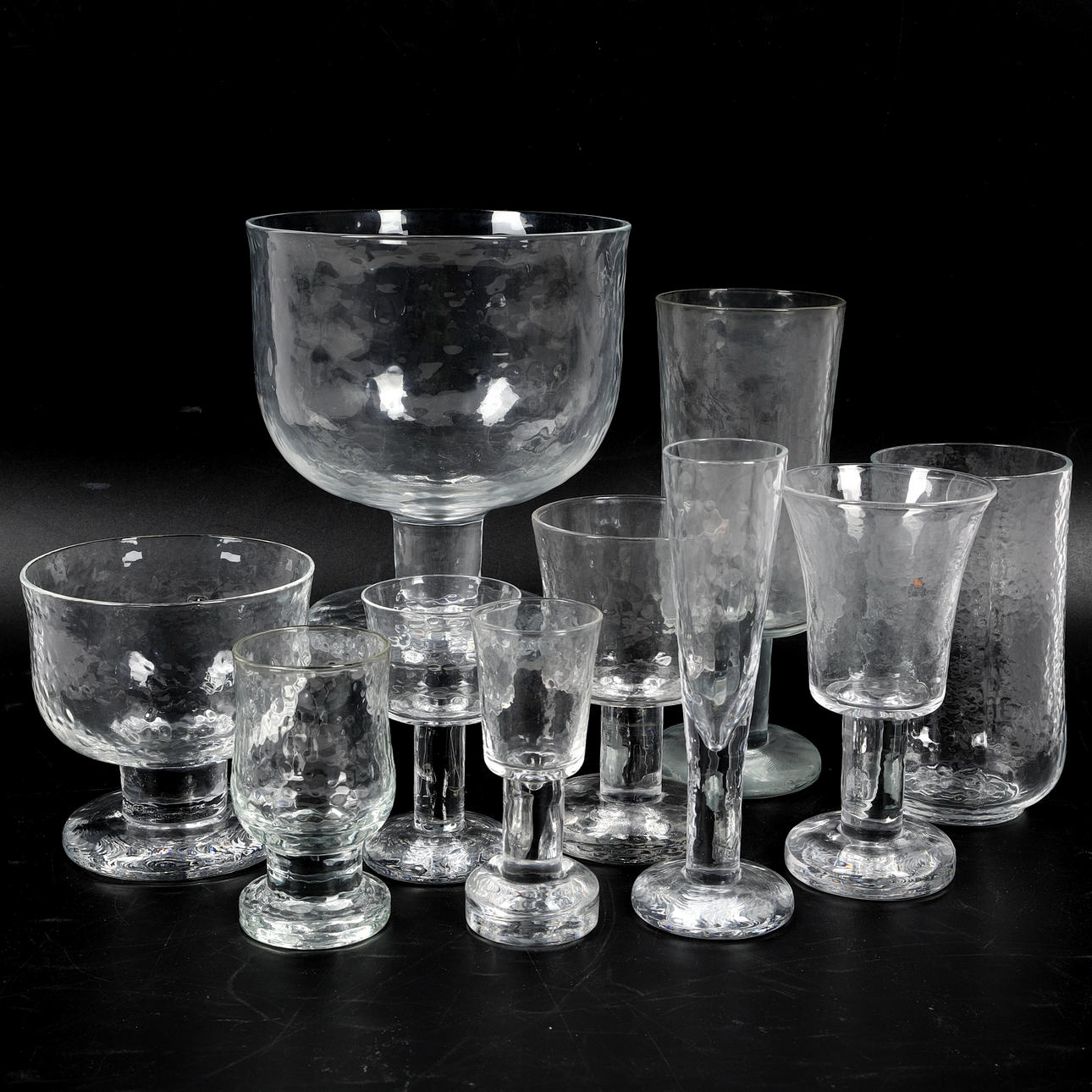GÖRAN WÄRFF. Glasservis, 65 delar, "Rustika", Pukeberg.