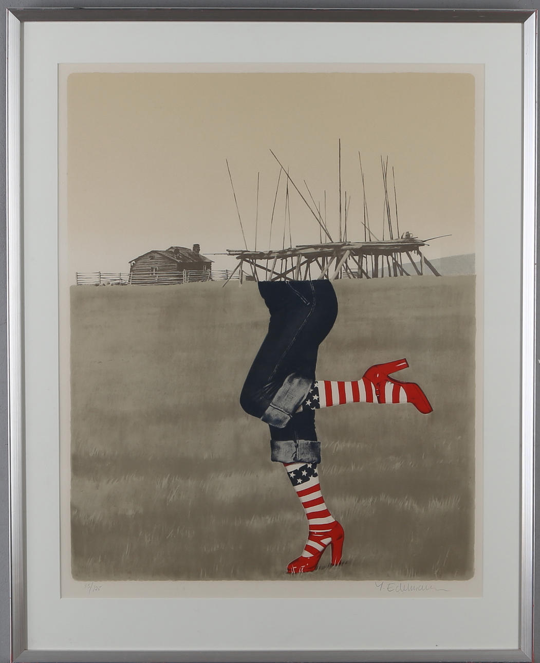 YRJÖ EDELMAN. Kompostion, färglitografi, signerad samt numrerad 85/125.