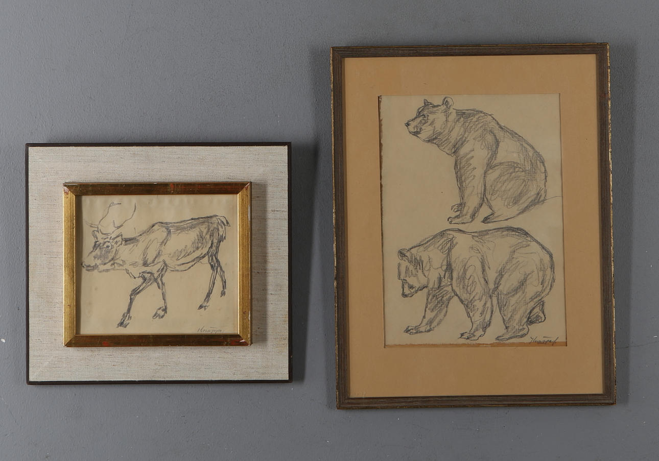 ARVID KNÖPPEL. teckningar, 2 st, blyerts, signerade.