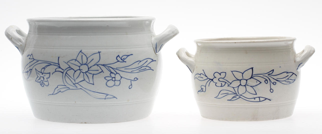 KRUKOR, 2 st, stenmassa, Rörstrand.