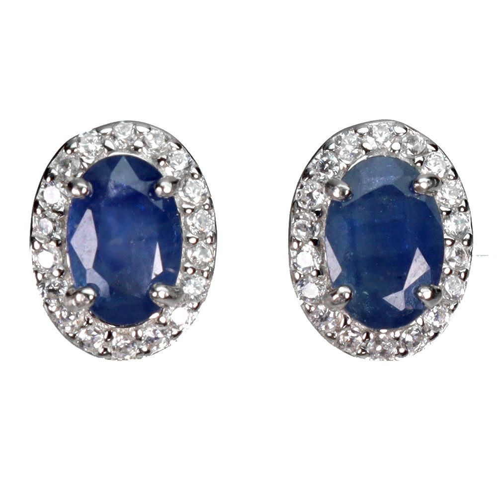 SAPPHIRE SILVER EARRINGS.