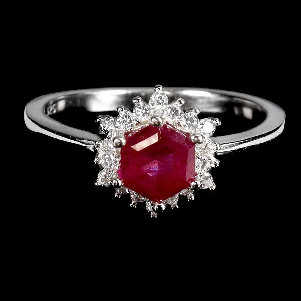 HEXAGONAL RUBY RING.