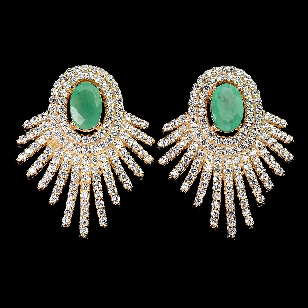 EMERALD SILVER EARRINGS.