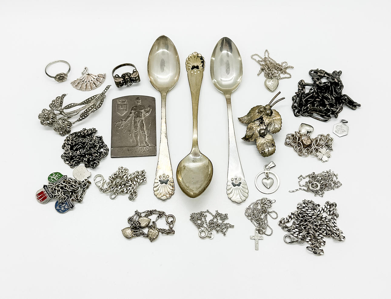 Parti Silver. Smycken, skedar mm.
