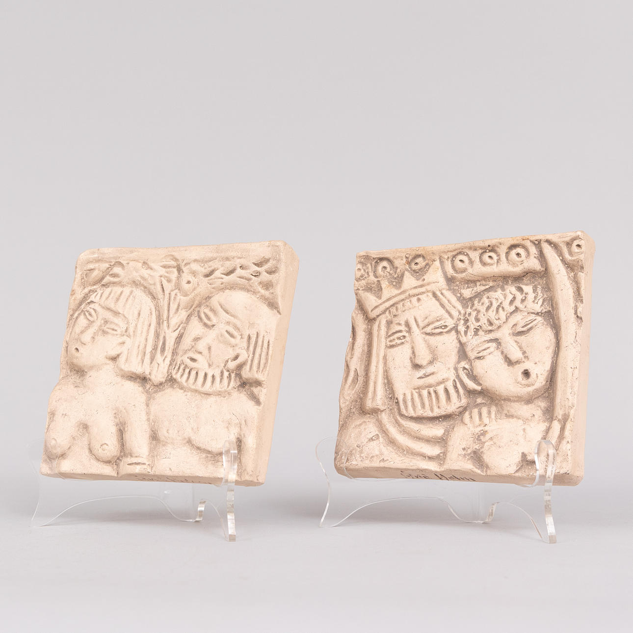 ÅKE HOLM (1900-1980). Wall reliefs, 2 pcs, Biblical motifs