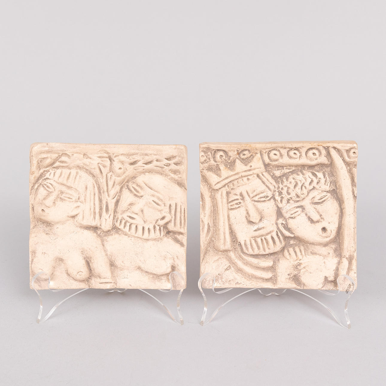 ÅKE HOLM (1900-1980). Wall reliefs, 2 pcs, Biblical motifs