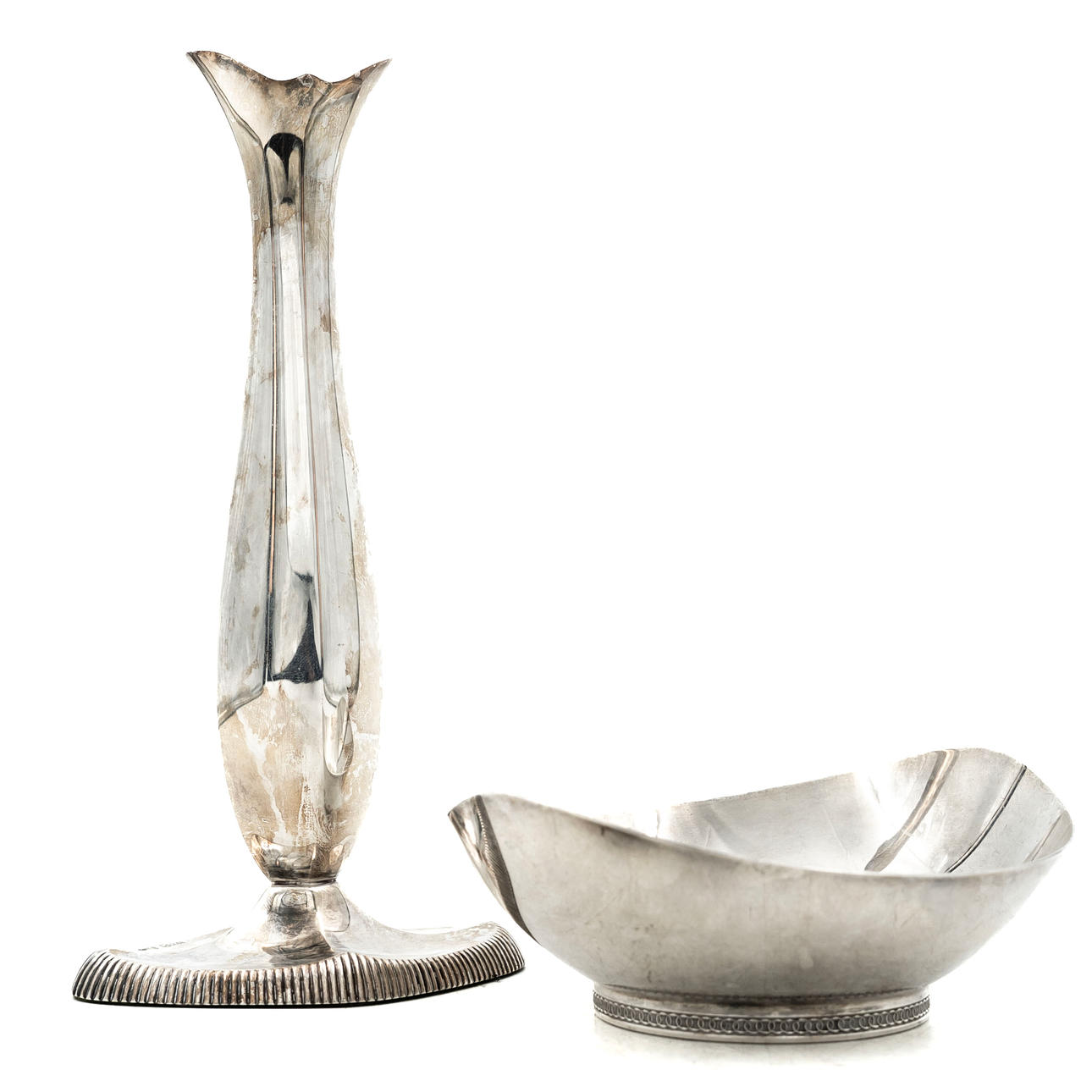 SKÅL OCH LJUSSTAKE, Silver, 1900-tal.
