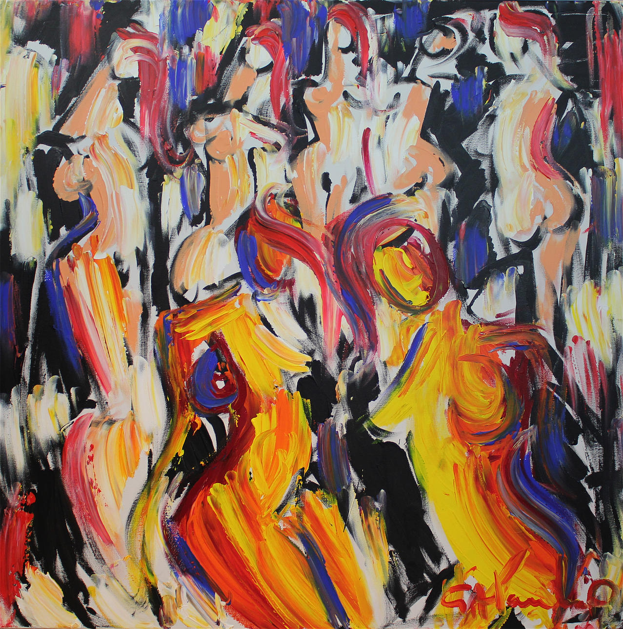 GÖRAN HAUSENKAMP. Modeller. Akryl på duk. Signerad G Hausenkamp.