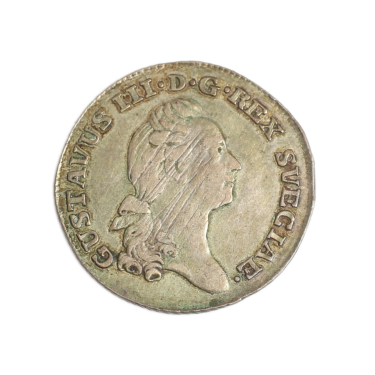 MYNT, 1/6 riksdaler, "Gustavius III D.G. Rex, Sueciae", 1786.