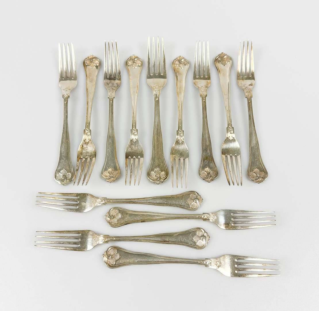GAFFLAR, 13 st, Silver, "Sachsisk modell".