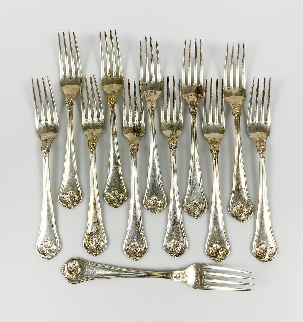 GAFFLAR, 12 st, Silver, "Sachsisk modell".