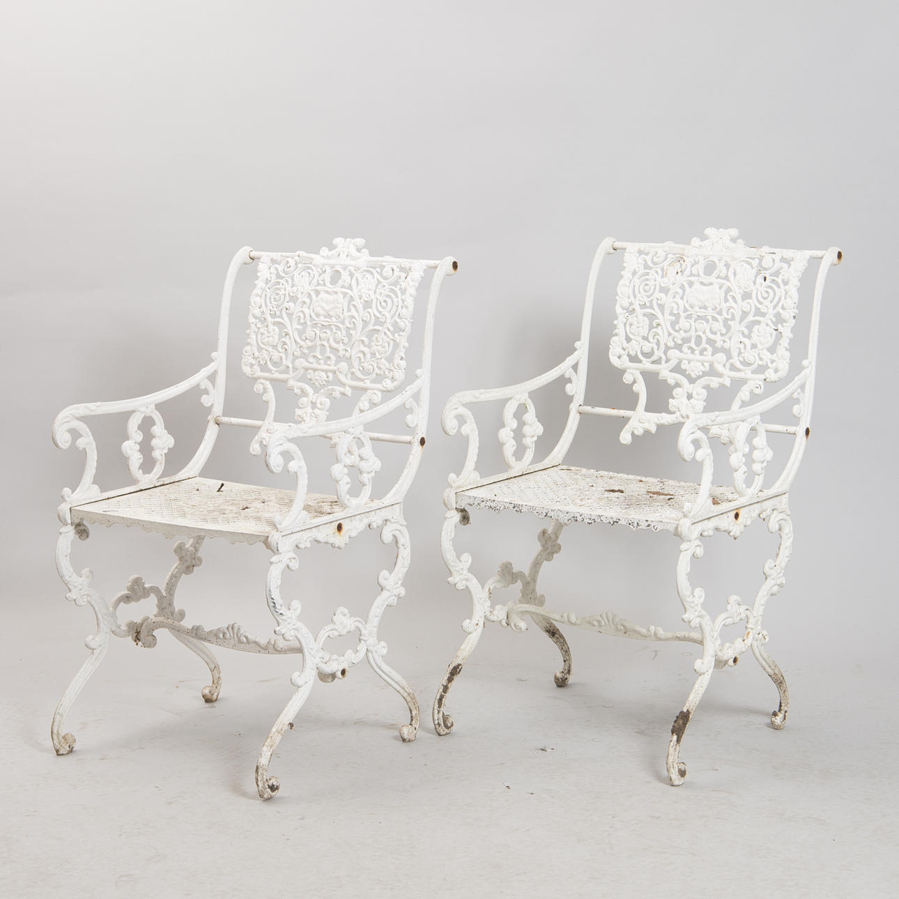 TRÄDGÅRDSSTOLAR, 1 par, vitmålad aluminium.