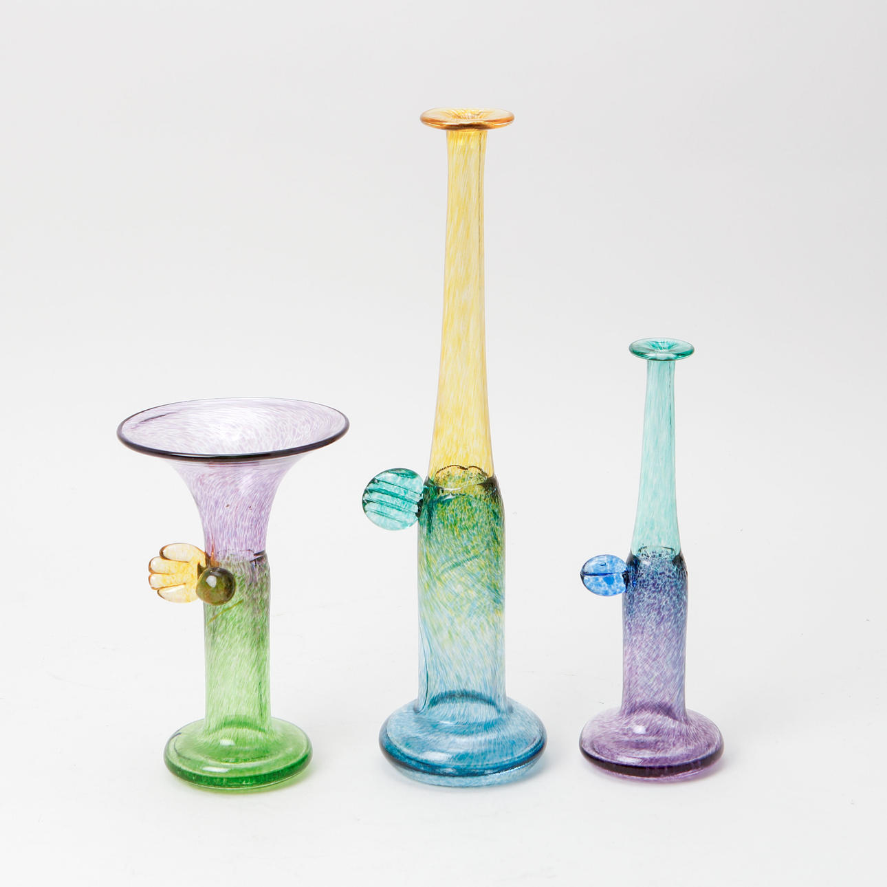 BERTIL VALLIEN. Glasföremål, 3 stycken, "Windpipes".