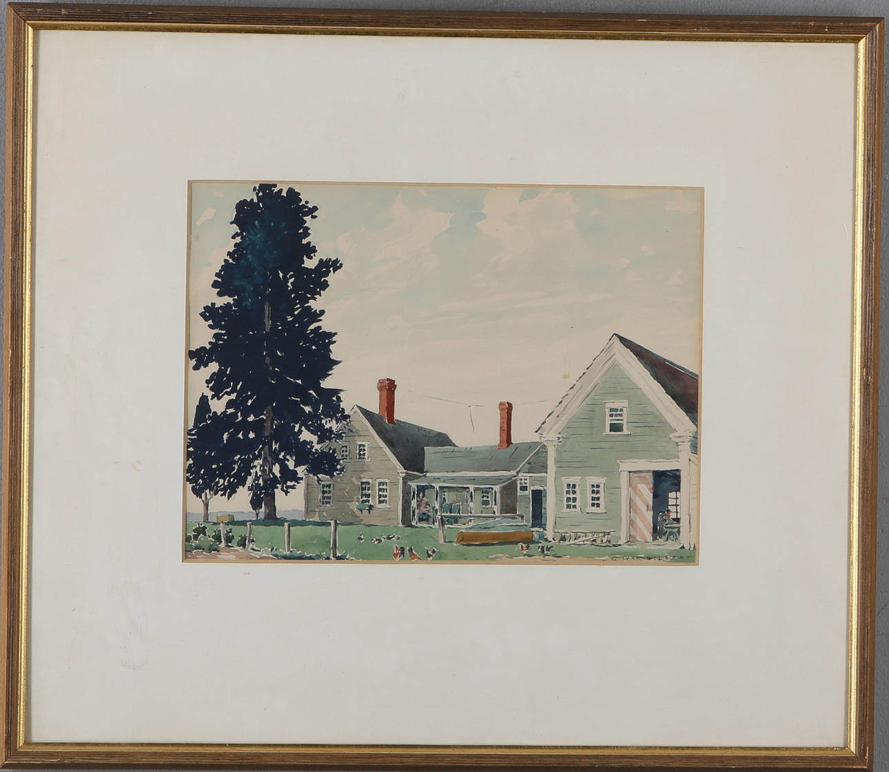 CARL IVAR GILBERT. Husmotiv, blandteknik, signerad.