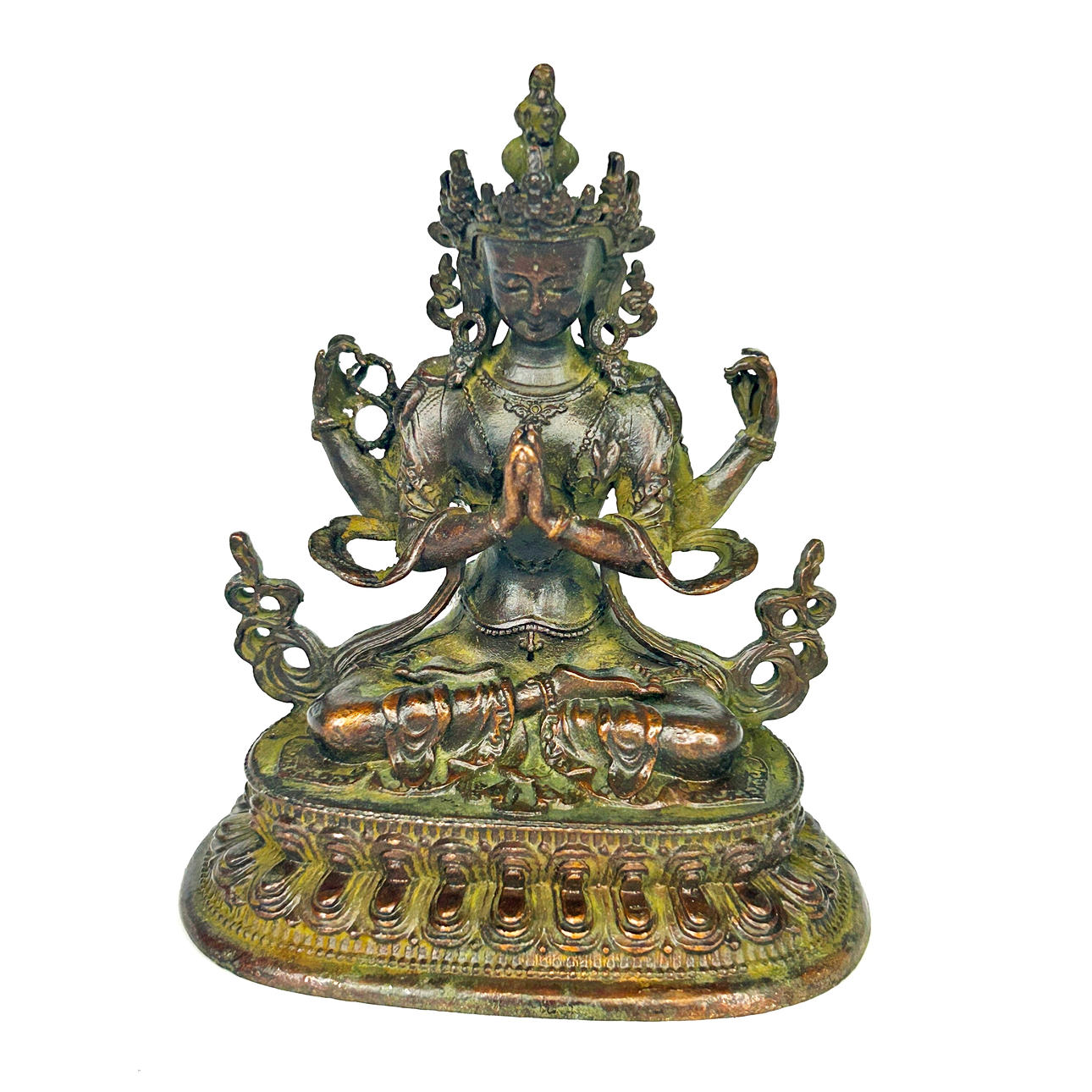 TIBETAN BRONZE MULTI ARMED DEITY.