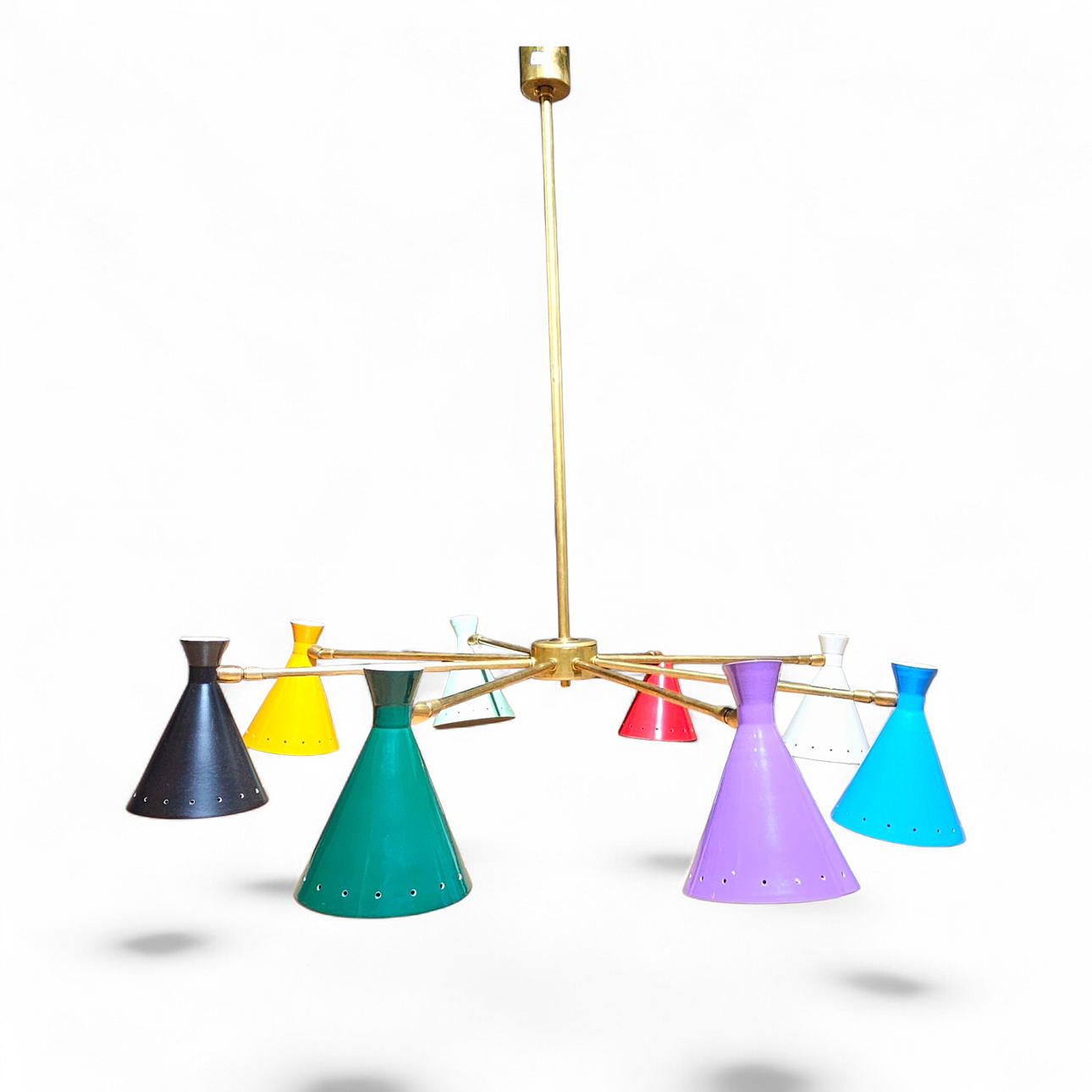 "Discovery" ceiling light in brightly painted metal.