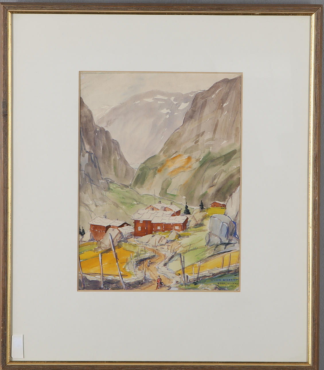 CARL IVAR GILBERT. Motiv från Sogn, blandteknik, signerad och daterad Norway 1923.