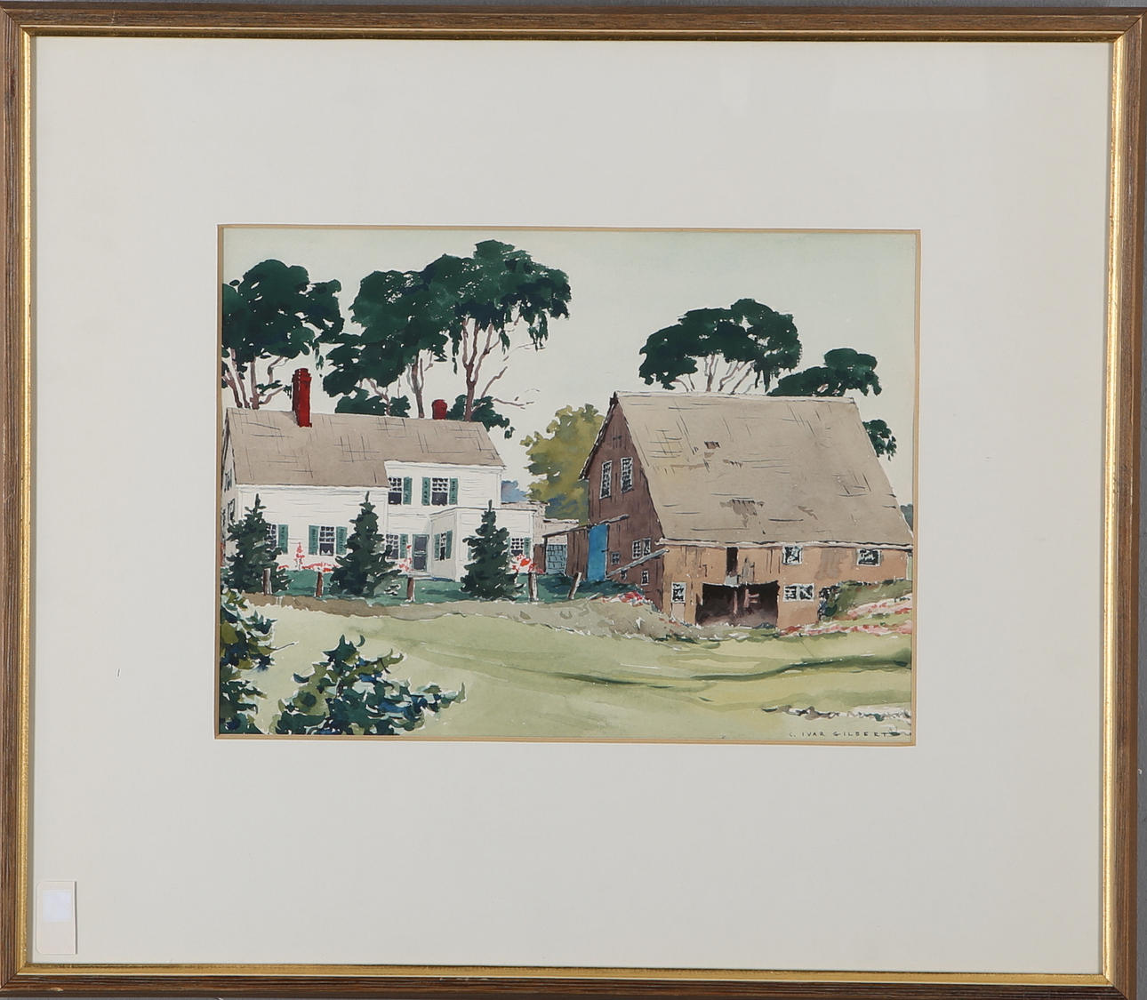 CARL IVAR GILBERT. Husmotiv, blandteknik, signerad.