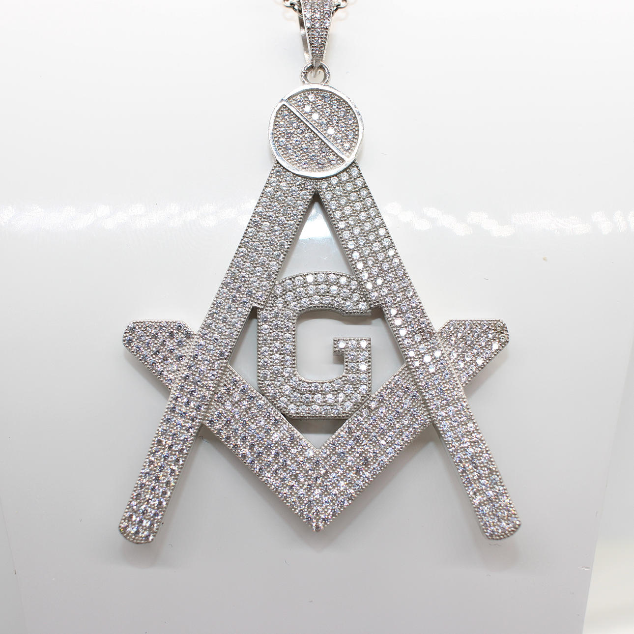 LARGE SILVER MASONIC NECKLACE.