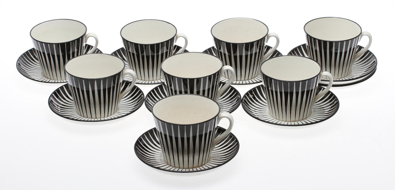 SERVISDELAR, 17 delar, flintgods, "Zebra" Eugen Trost, Upsala Ekeby/Gefle 1955-1967.