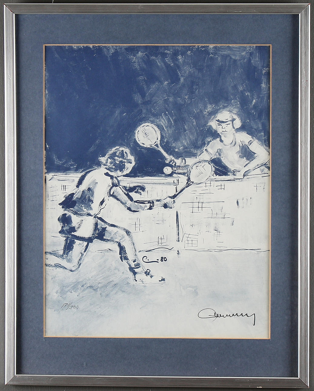 EINAR WENNBERG. Tennisspelare, färglitografi, signerad och numrerad 174/300, daterad - 80.