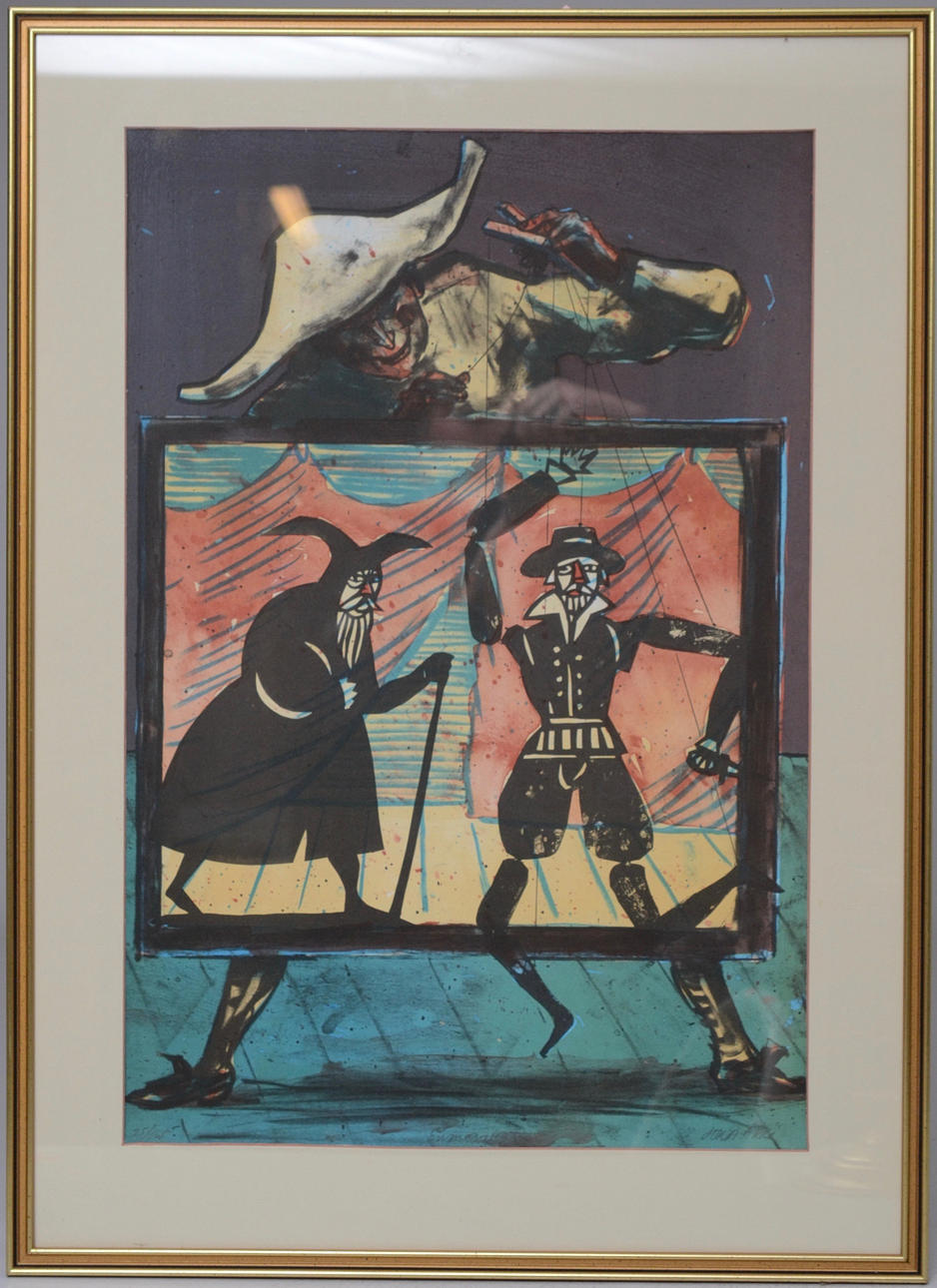 JORDI ARKÖ. MARIONETTEATER, litografi.