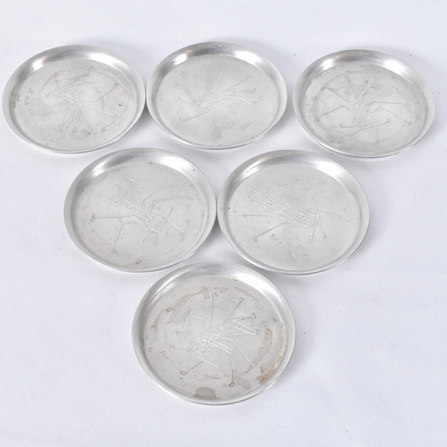 HENNING KOPPEL. coasters 6 st, tenn, Georg Jensen.