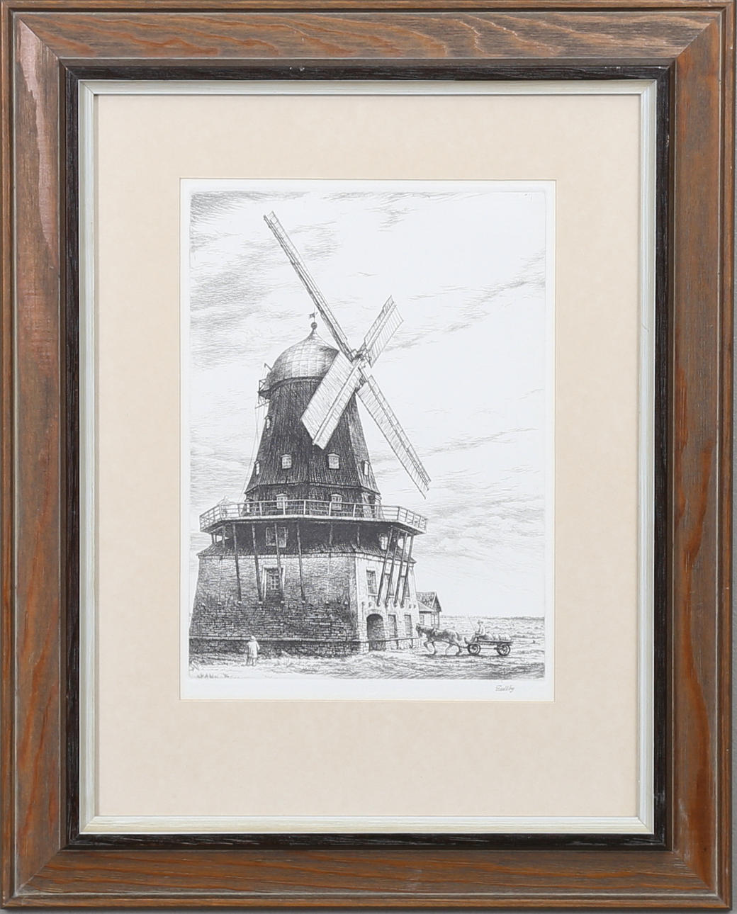 FOLKE GULLBY(1912-1982). "Sabdviks kvarn, Öland". Etsning, 1974.