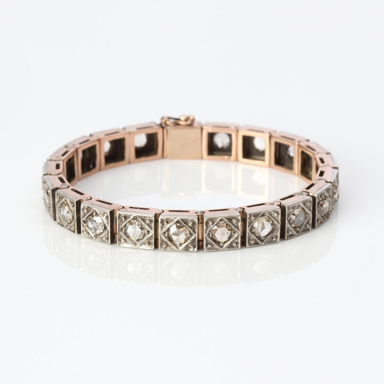 DIAMANTARMBAND 14K/SILVER, 30,8 g.