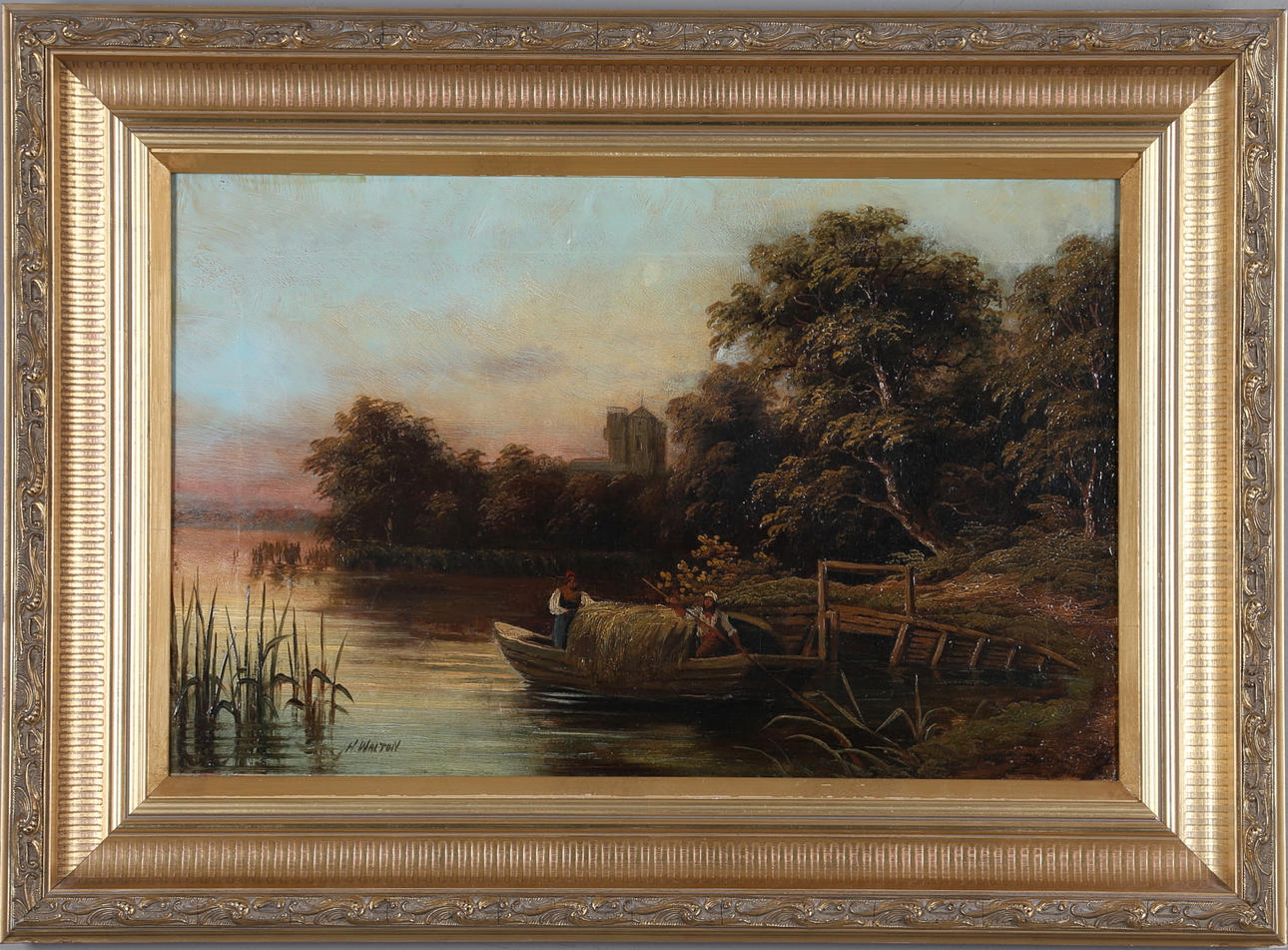 OIDENTIFIERAD KONSTNÄR, olja på duk , signerad H. Walton, 1800-tal.