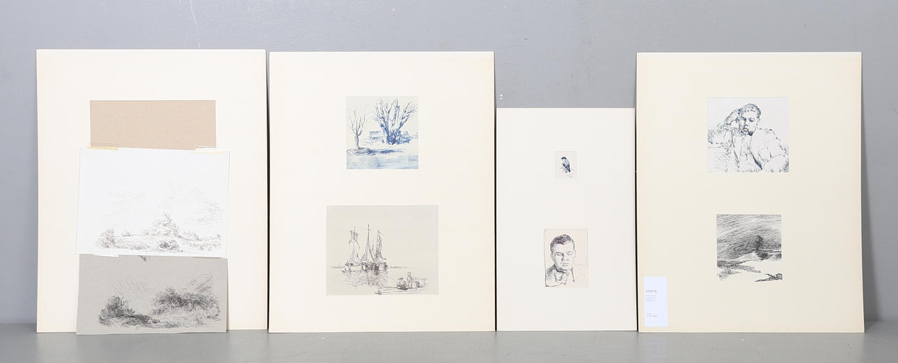 FOLKE GULLBY. Teckningar, 8 st, signerade och daterade.