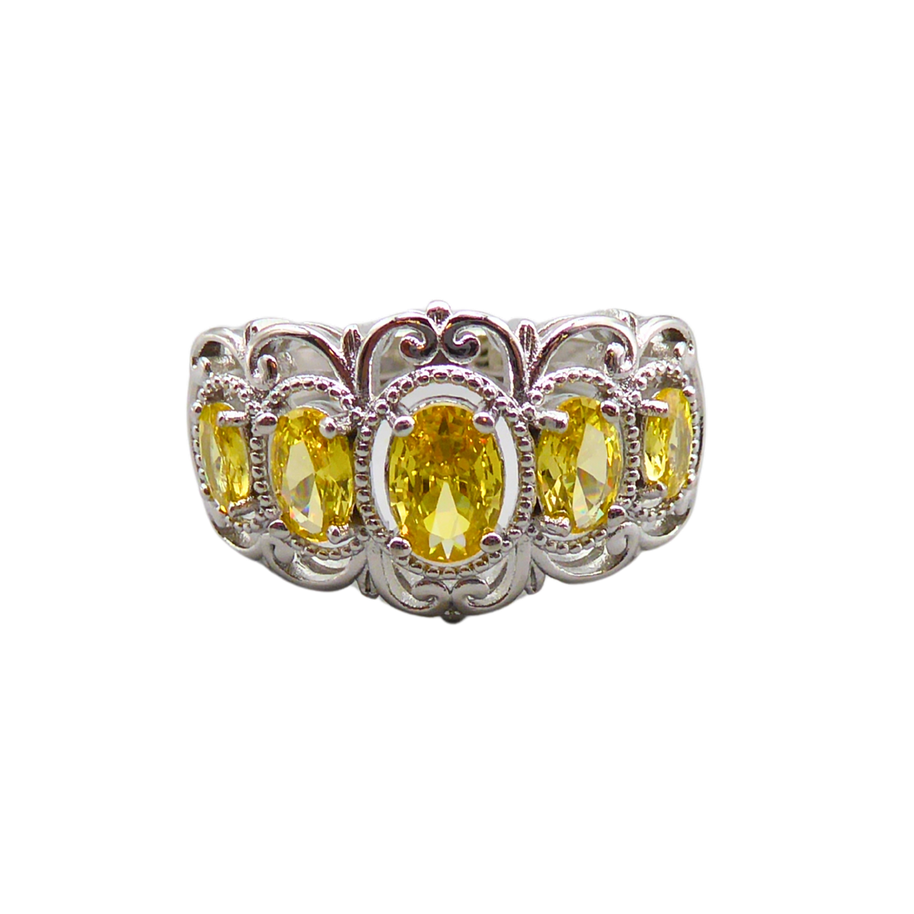 925 STERLING SILVER RING WITH NATURAL GEMSTONES.