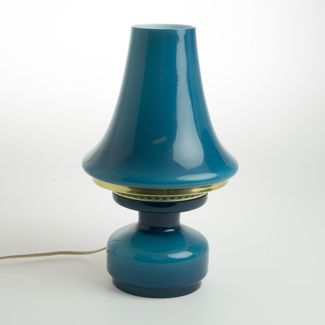 BORDSLAMPA, "B-124", blått glas/mässing, Hans-Agne Jakobsson.