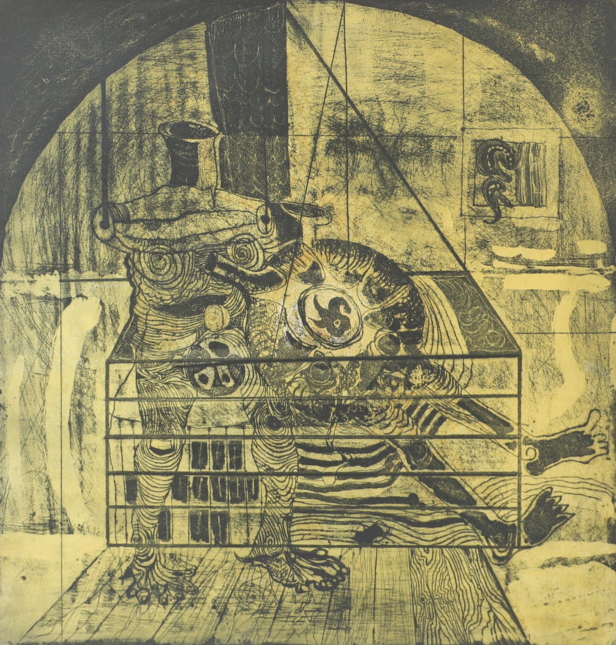THORMOD LARSEN. Komposition, etsning, signerad 1970.