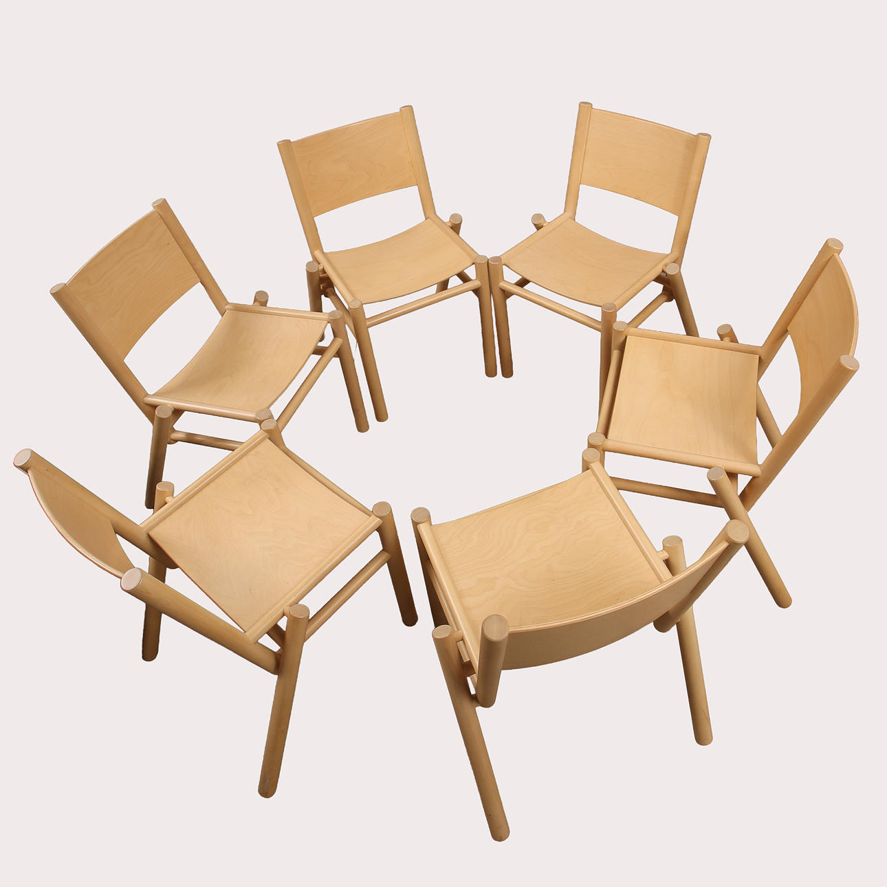 TOM DIXON. Stolar, björk, 6 stycken, samtida.