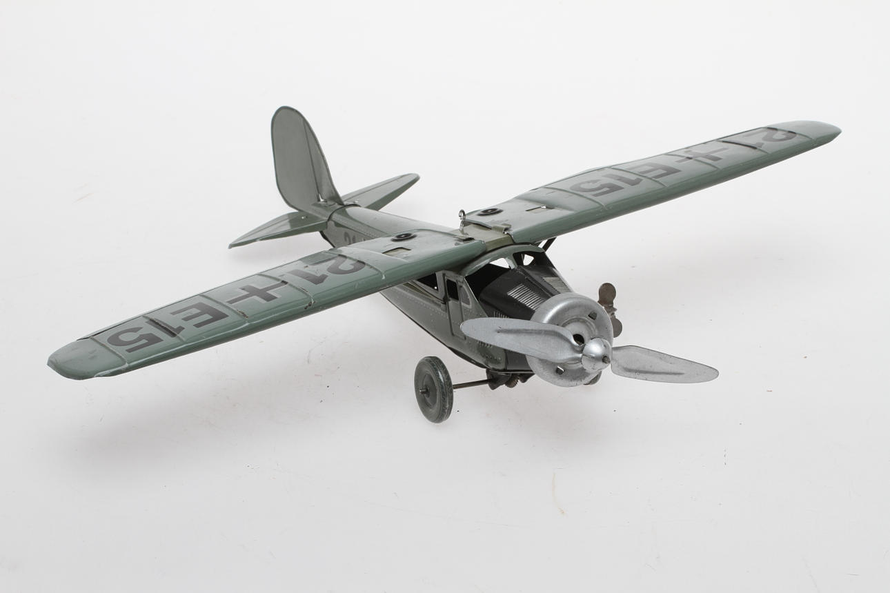 FLYGPLANSMODELL i litograferad plåt, TIPPCO E15 Tyskland 1930-tal, urverk.